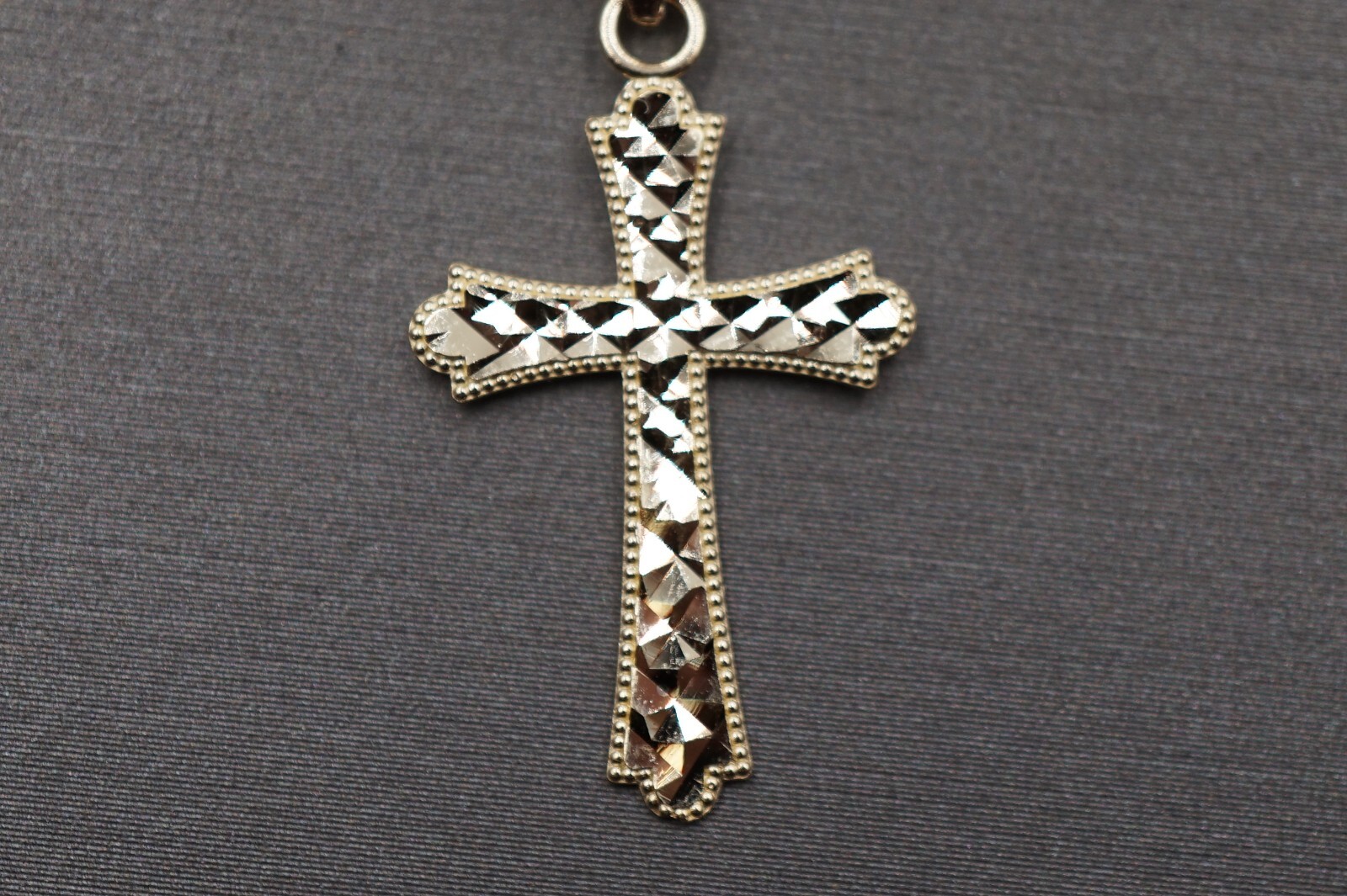 10K Solid Yellow Gold 1.15″ Diamond Cut Light Crucifix Cross Charm Pendant.