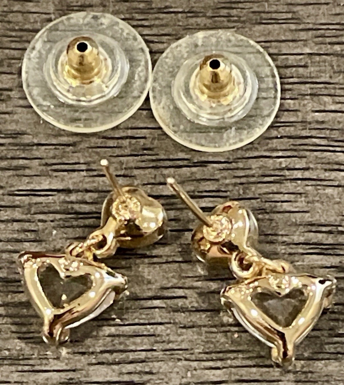 Swarovski Swan Signed Heart Earrings With 14KT Gold Posts