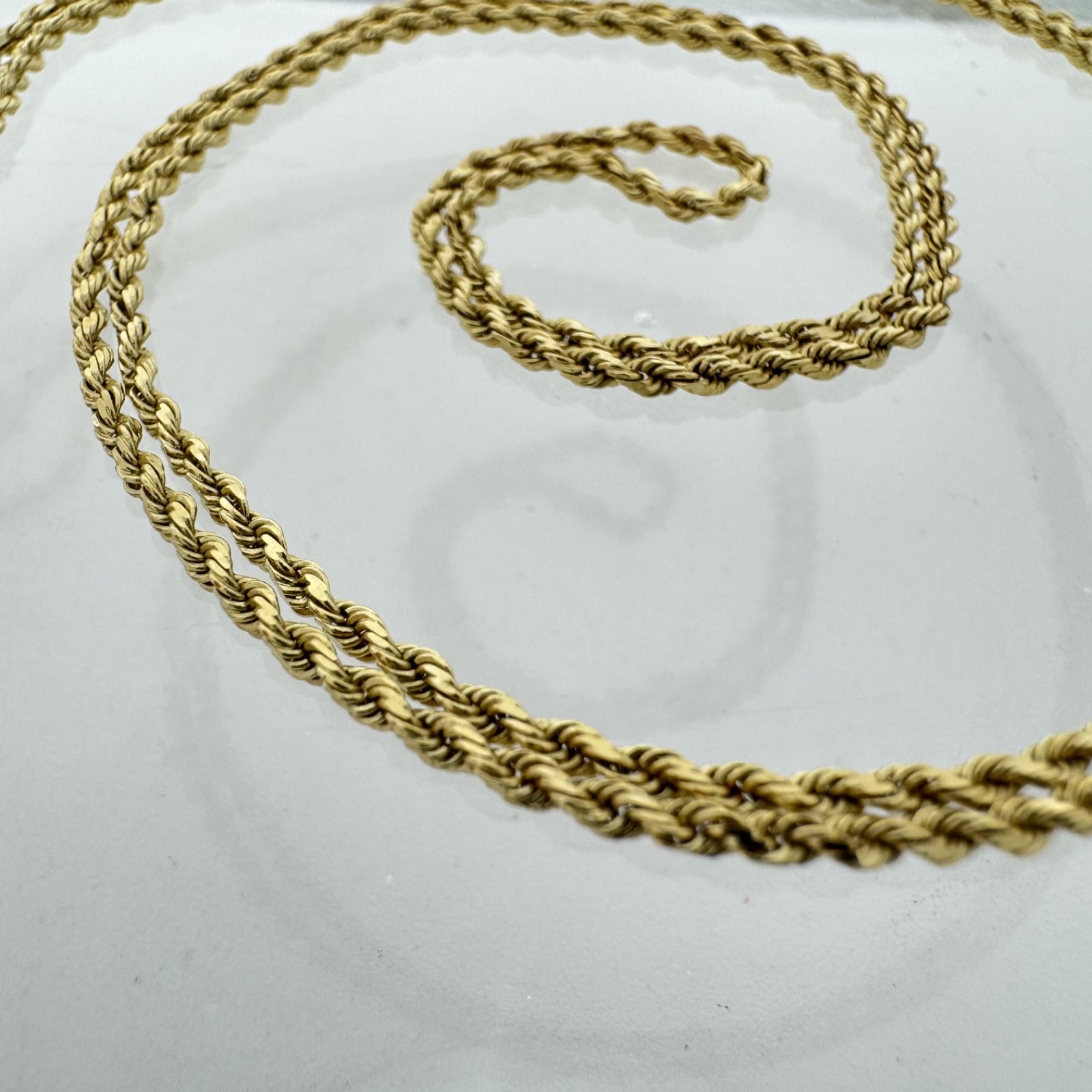 14K Solid Yellow Gold Rope Chain Necklace 1.3mm thick 24” – 5g