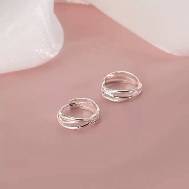 925 Sterling Silver Triple Line Huggie Hoop Earrings Small Hoop Earrings 270