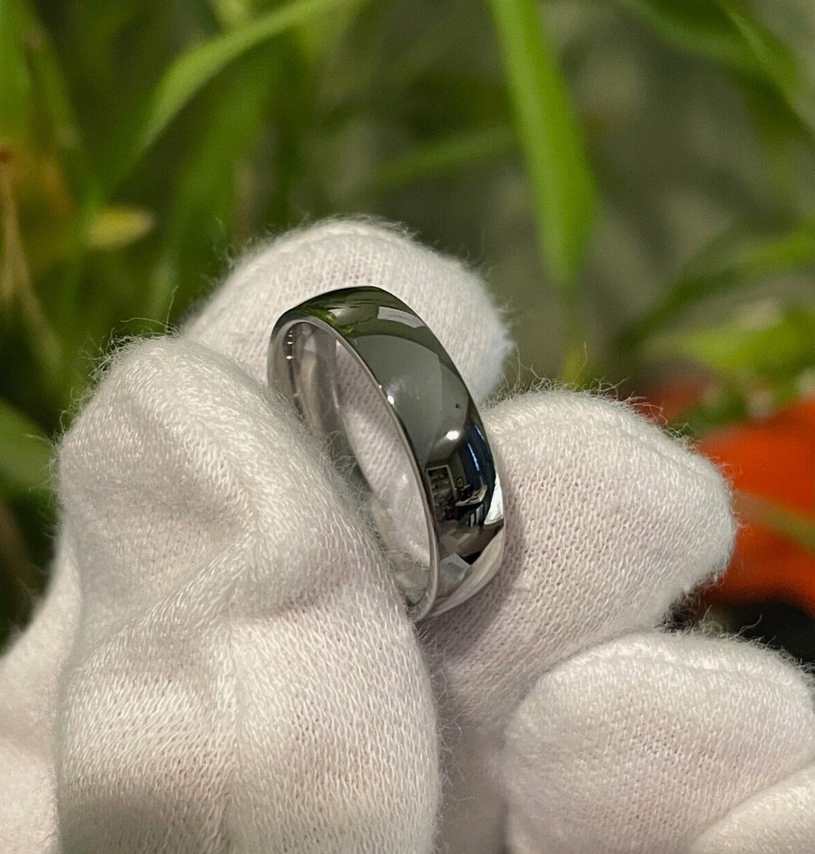 Shiny Polished Ring, Titanium Wedding Band, Low/thin dome profile, 5mm