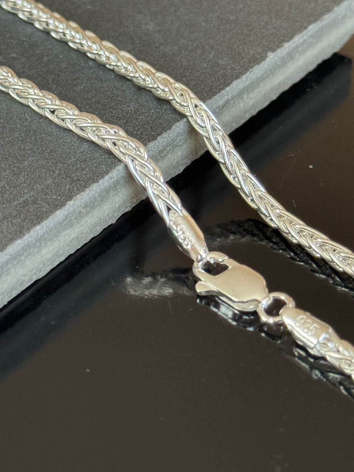 925 Spiga Wheat Chain Necklace ( 3.5MM ) High Polished