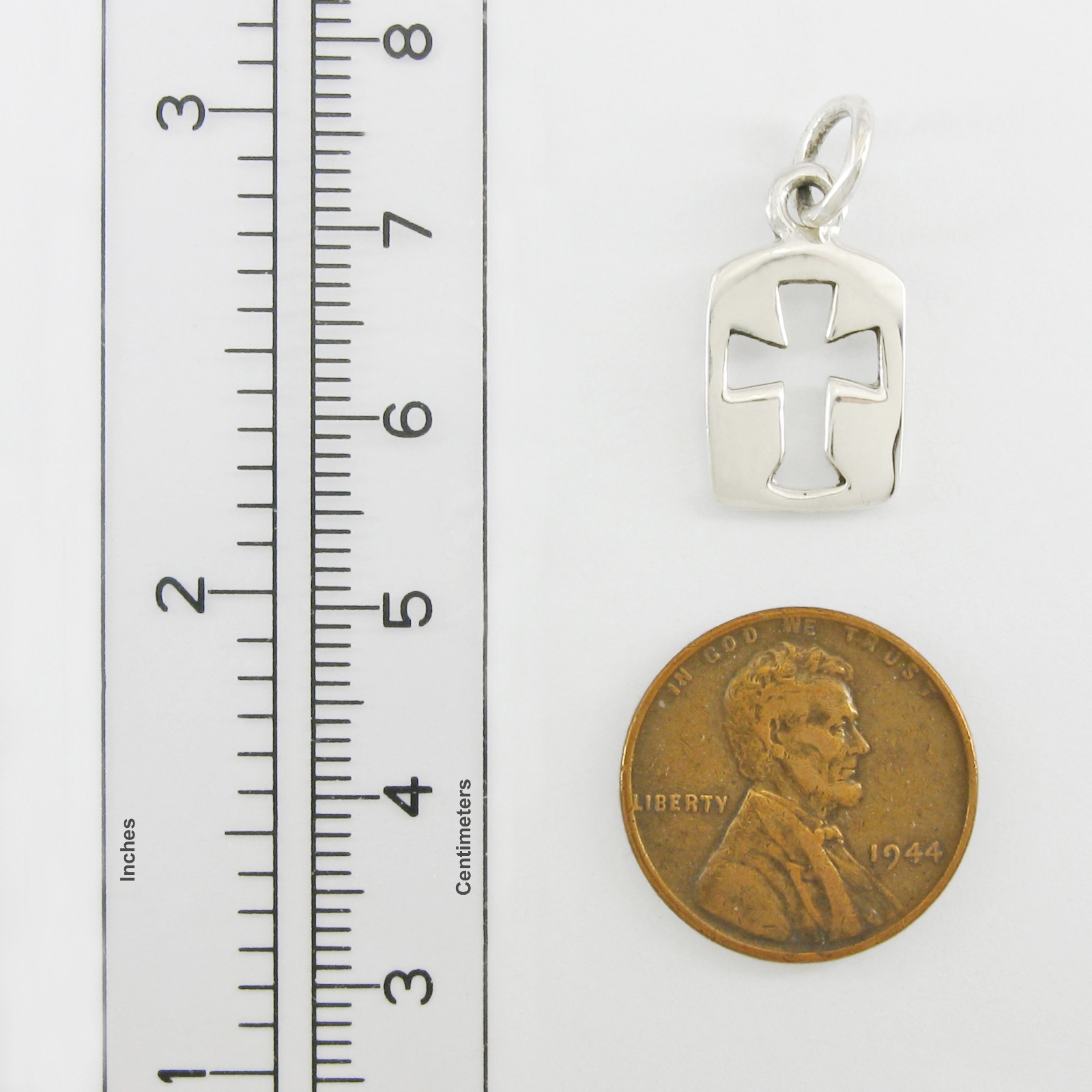 Small Open Dog Tag Style Cross Pendant – ‘925’ Sterling Silver – NEW!