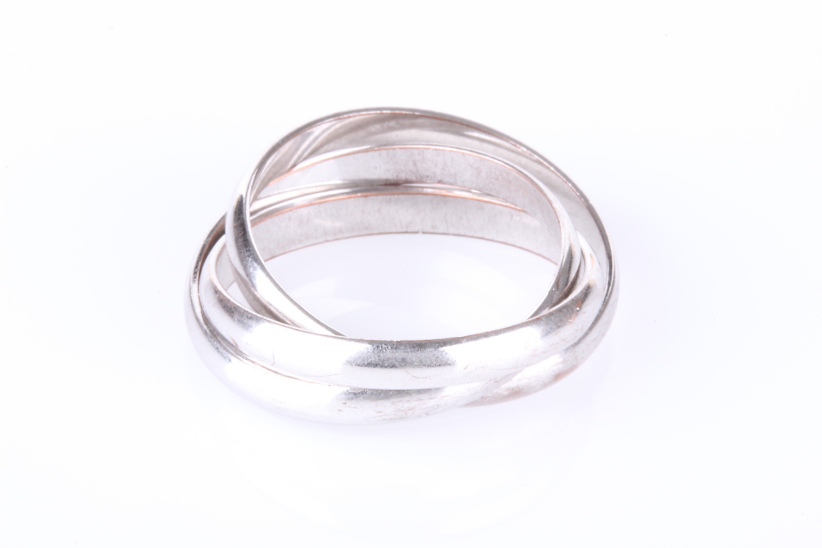 CLUSTER OF 3 RING BANDS SILVER ON COPPER SIZE 9 2342