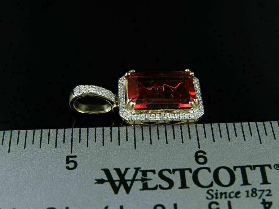 1.22ct Red Centered Stone Mossainite Yellow Gold Plated Sterling Silver Pendant