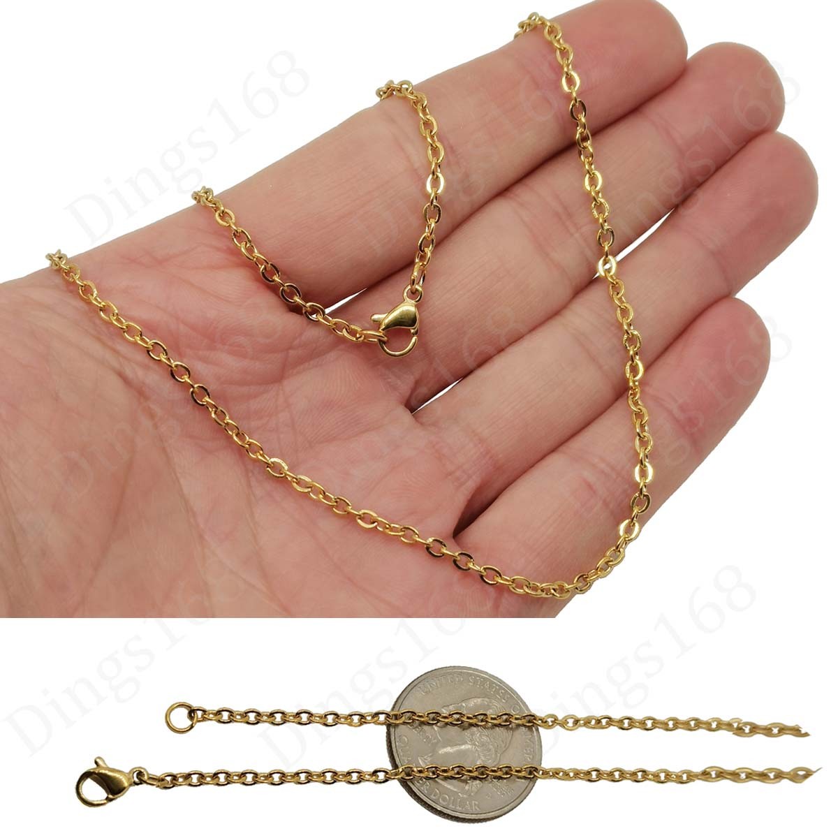 18K Yellow Gold Filled Tarnish-Resistant 20inch 2.4mm Cable Chain Necklace P146G