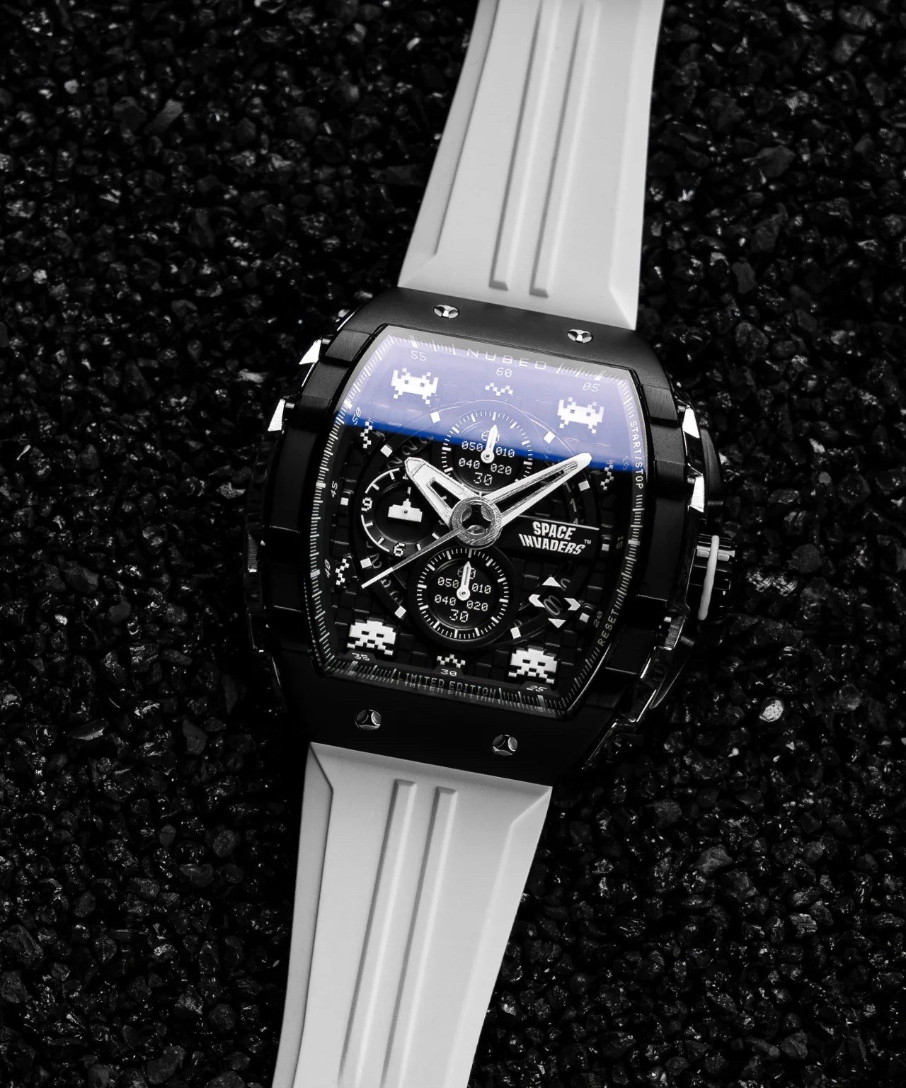 NUBEO MAGELLAN CHRONOGRAPH SPACE INVADERS LIMITED EDITION LUNAR BLACK WATCH LE