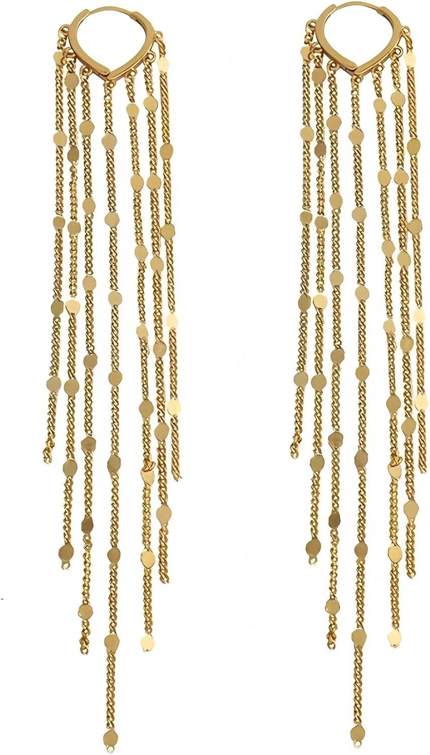 Long Tassel Dangle Drop Earrings for Woman Tassel Dangling Earrings 925 Silver