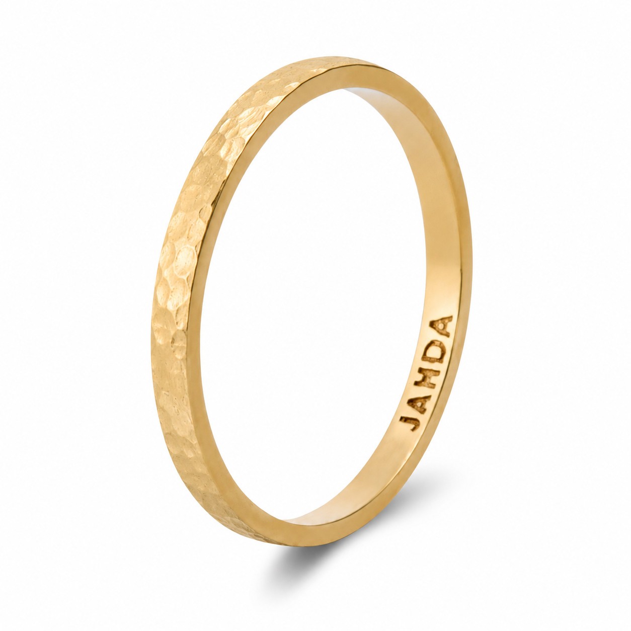 Solid 14K Yellow Gold Hammered Ring 2mm Size 1–15 Thin Gold Ring Midi Stack Band
