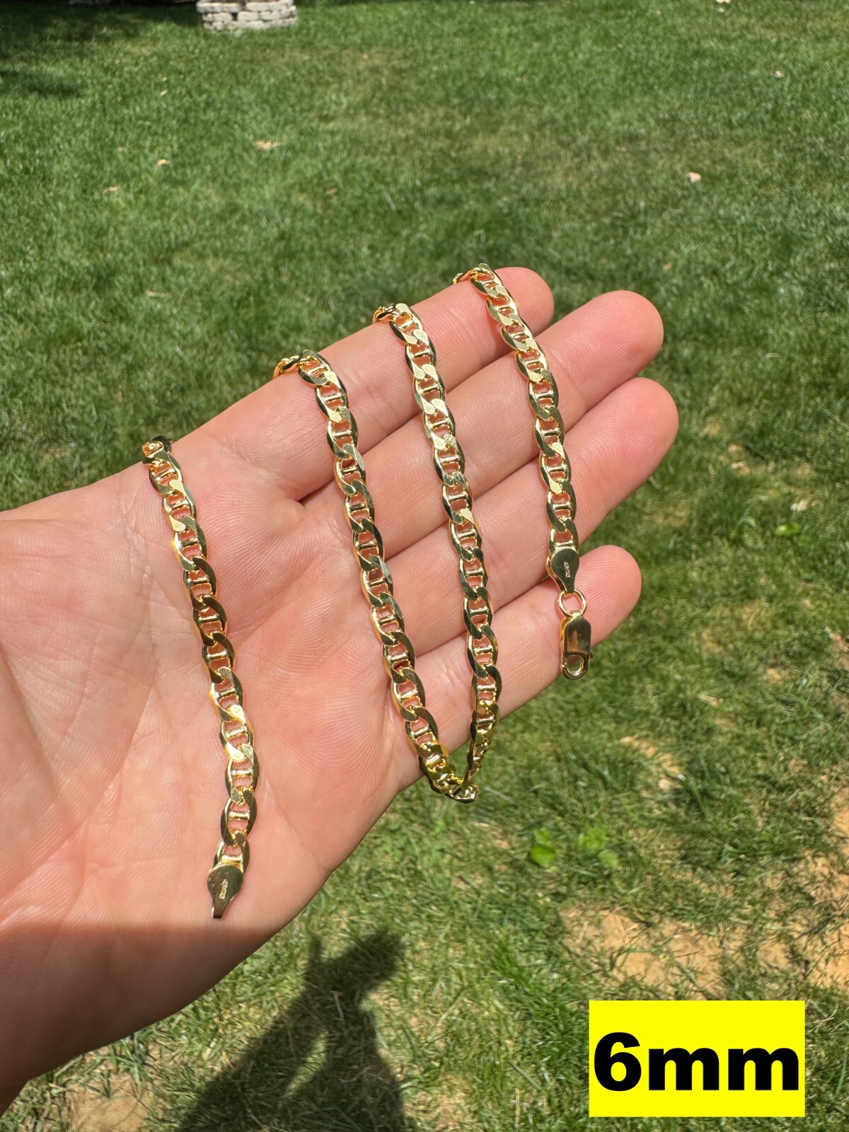 14k Gold Plated Solid 925 Sterling Silver Mariner Chain Necklace Bracelet ITALY