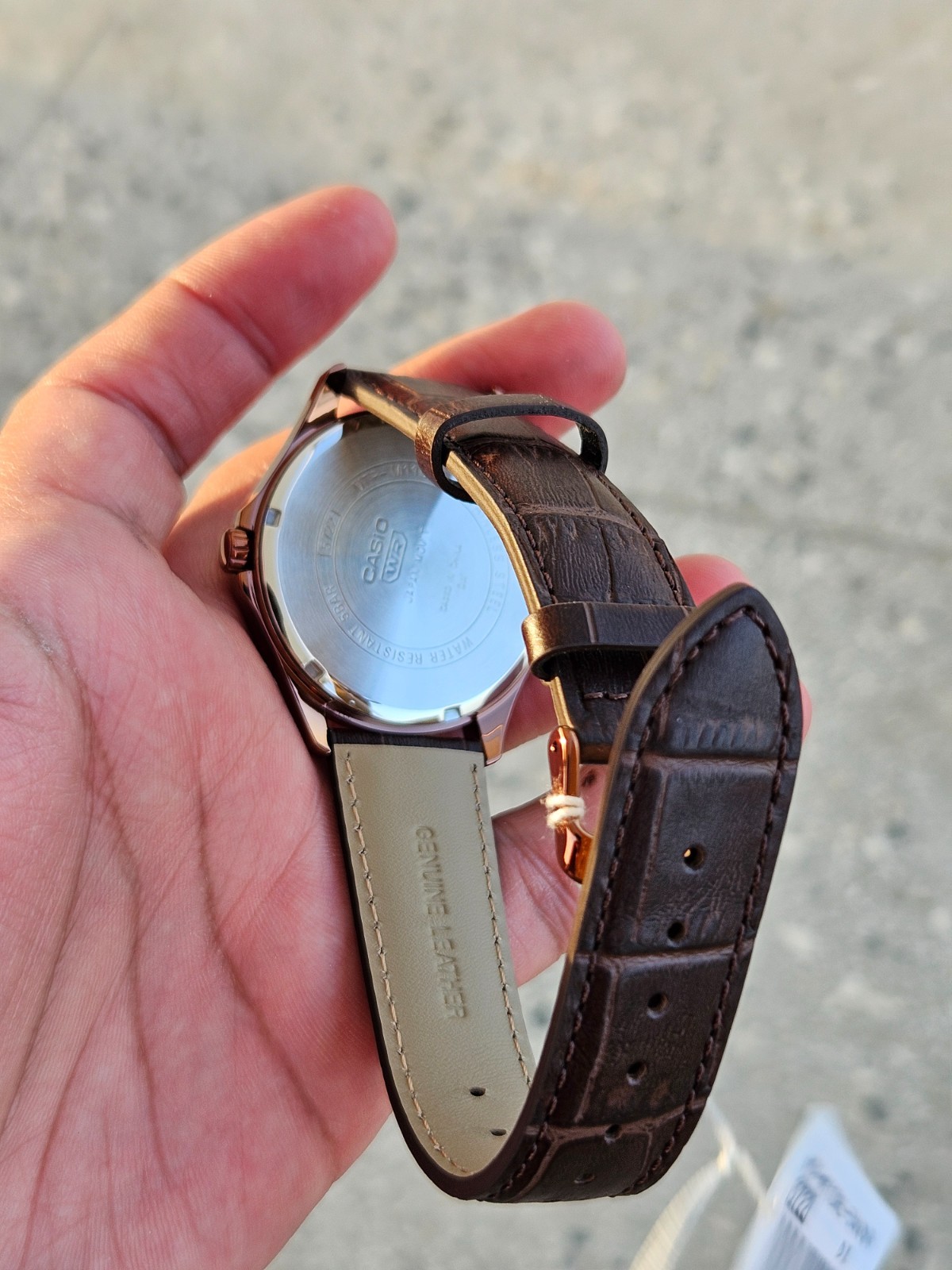 Casio MTP-M110RL-5AVDF Men’s Moon Phase Watch Rose Gold Brown Leather Strap New