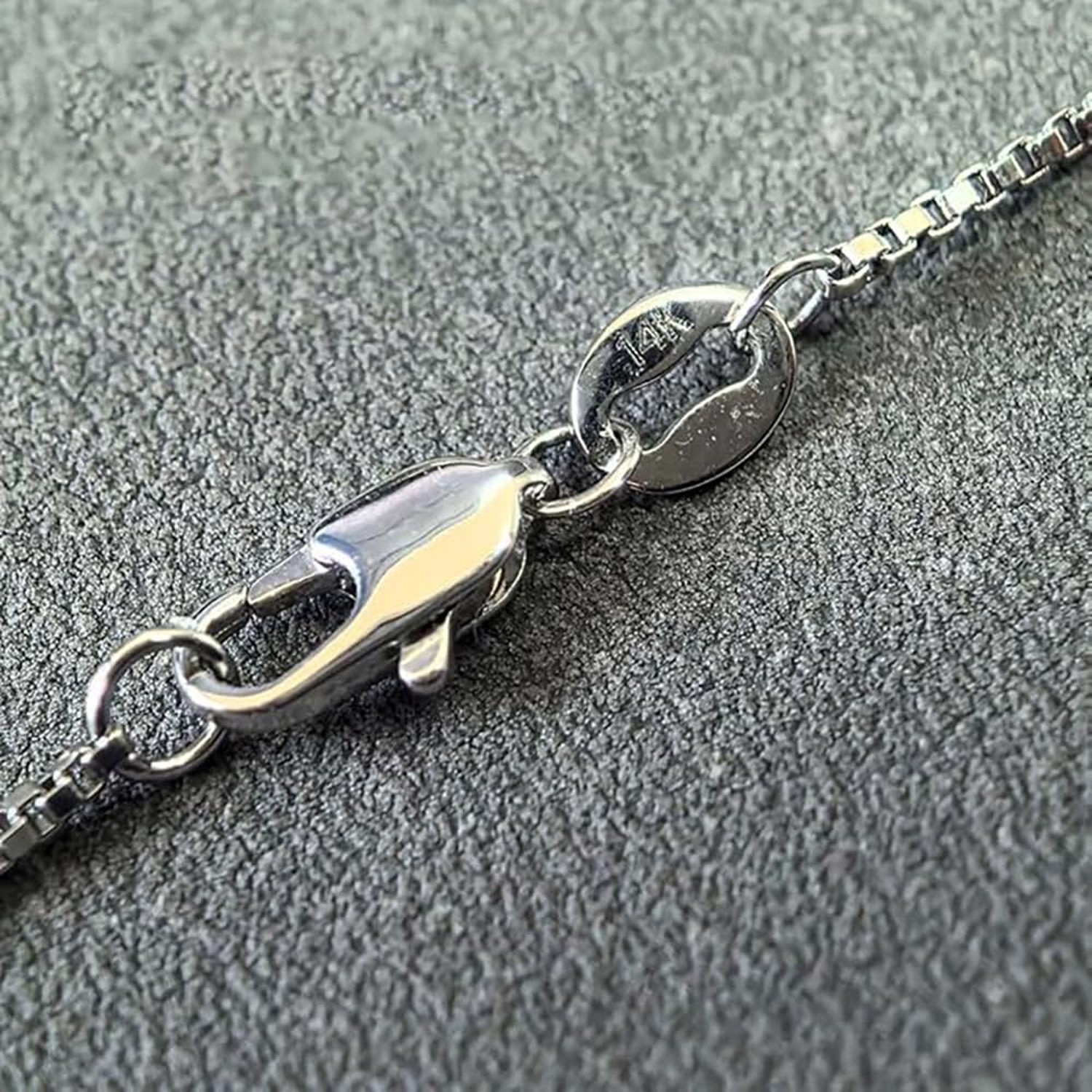 14K Yellow/White/Rose Gold Solid Box Link Chain 0.7/1.0/1.3 / 2mm Necklace wi…