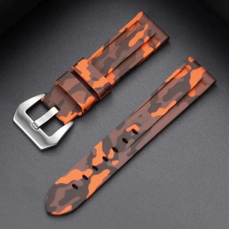 Camouflage Silicone Watch Band 20mm 22mm 24mm 26mm Waterproof Sport Strap