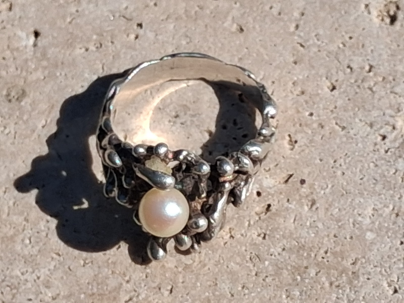 Unique Vintage Ring With Single Pearl By Designer AK