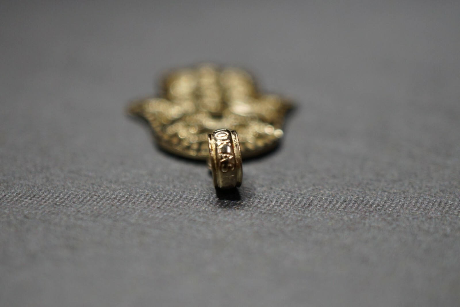 10K Solid Yellow Gold 0.9″ Diamond Cut Fatima Hamsa Hand Charm Pendant.