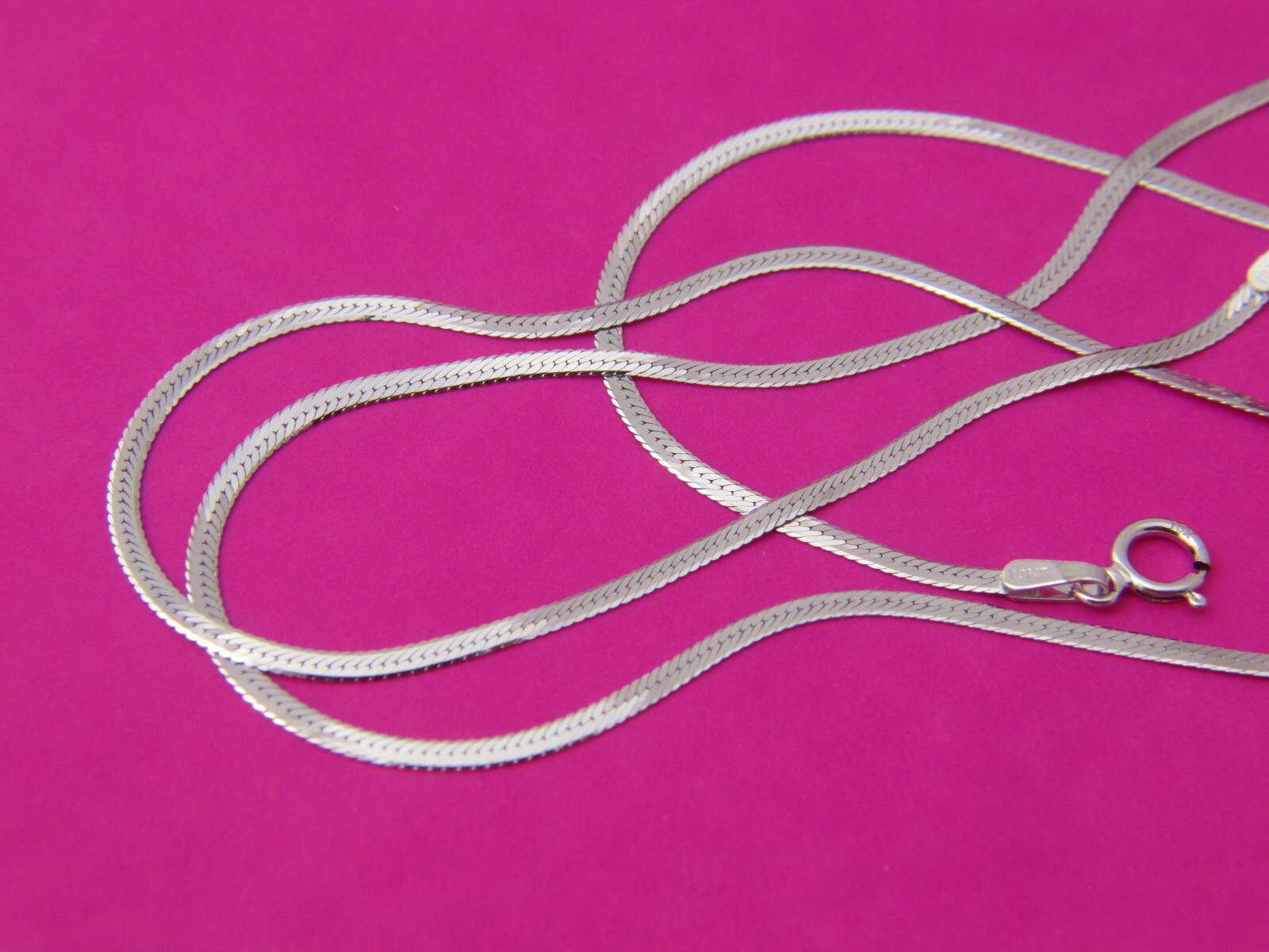 10k white gold herringbone Necklace real 10kt white gold Italian Necklace