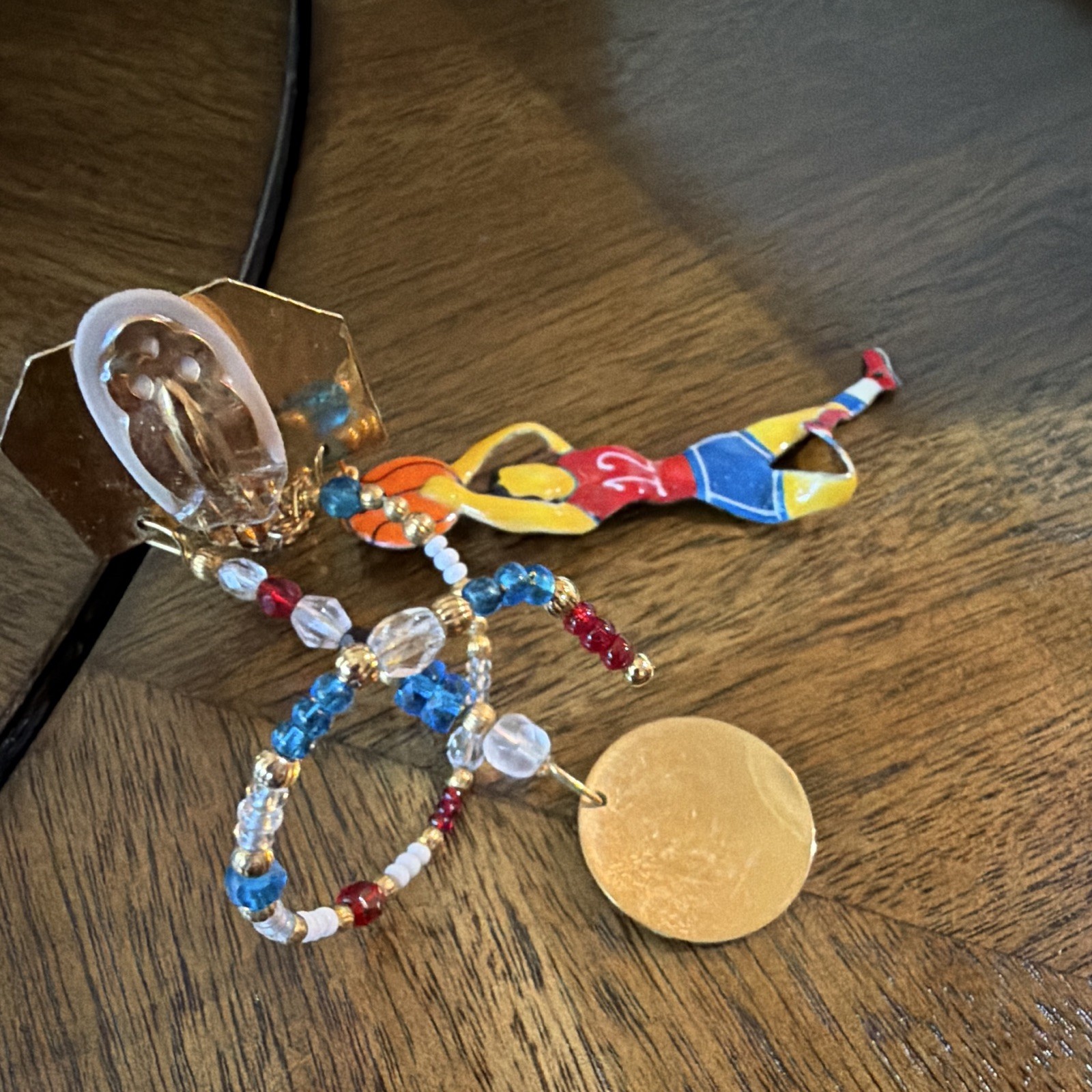 Lunch at The Ritz HOOPS Multicolor Clip-On Dangle Hoop Earrings Crystal Beads