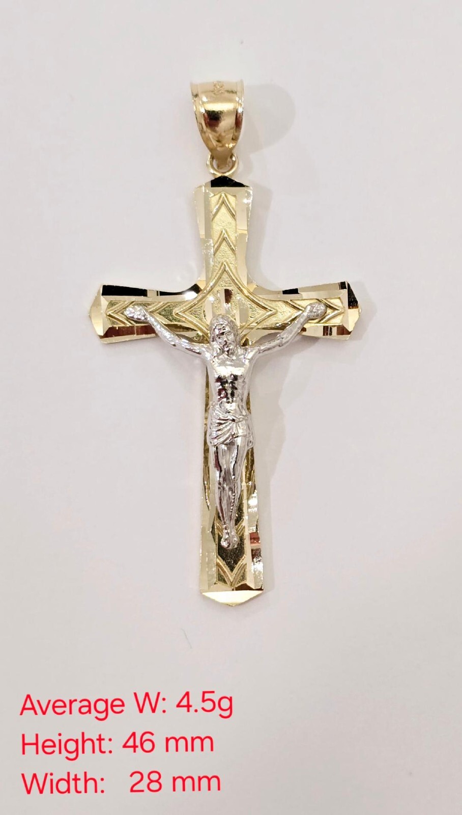 14k Real 2 Tone Solid Gold Jesus Crucifix Religious Traditional Cross Pendant