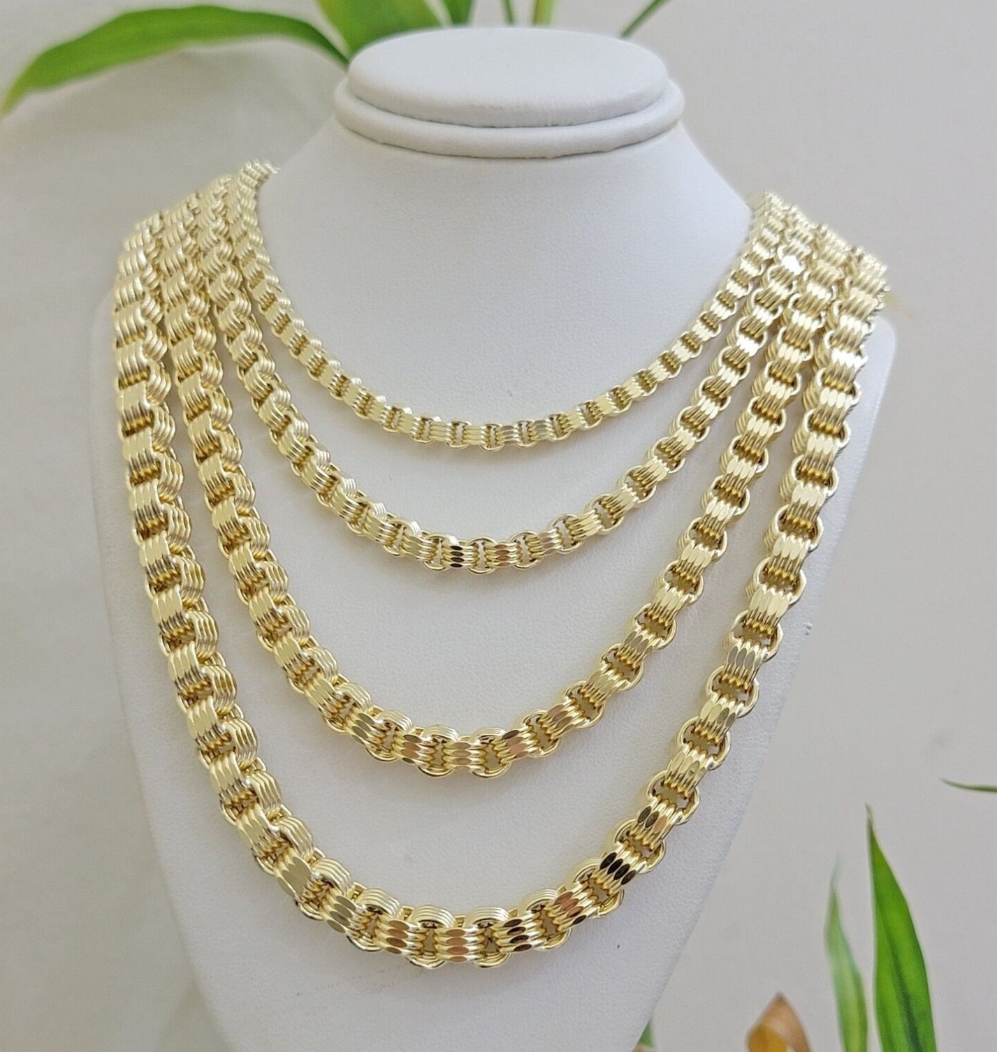 Real 10k Yellow Gold Byzantine Chain Necklace 20 inch – 30″ Men 4mm 5mm 6mm 7mm