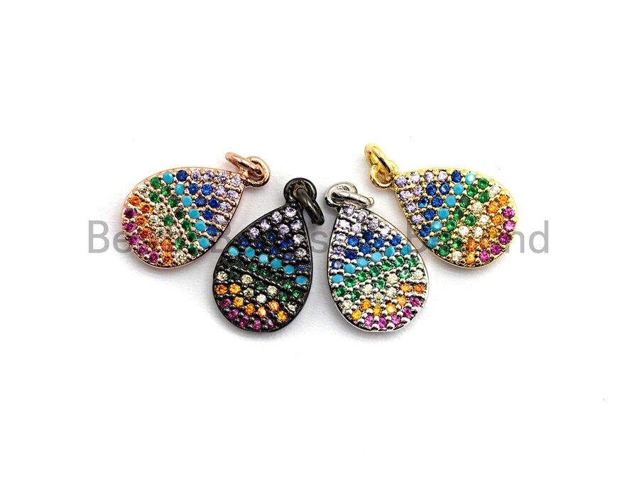 Multicolor CZ Teardrop Shaped Charm for Jewelry Making, 9x15mm – sku#F746