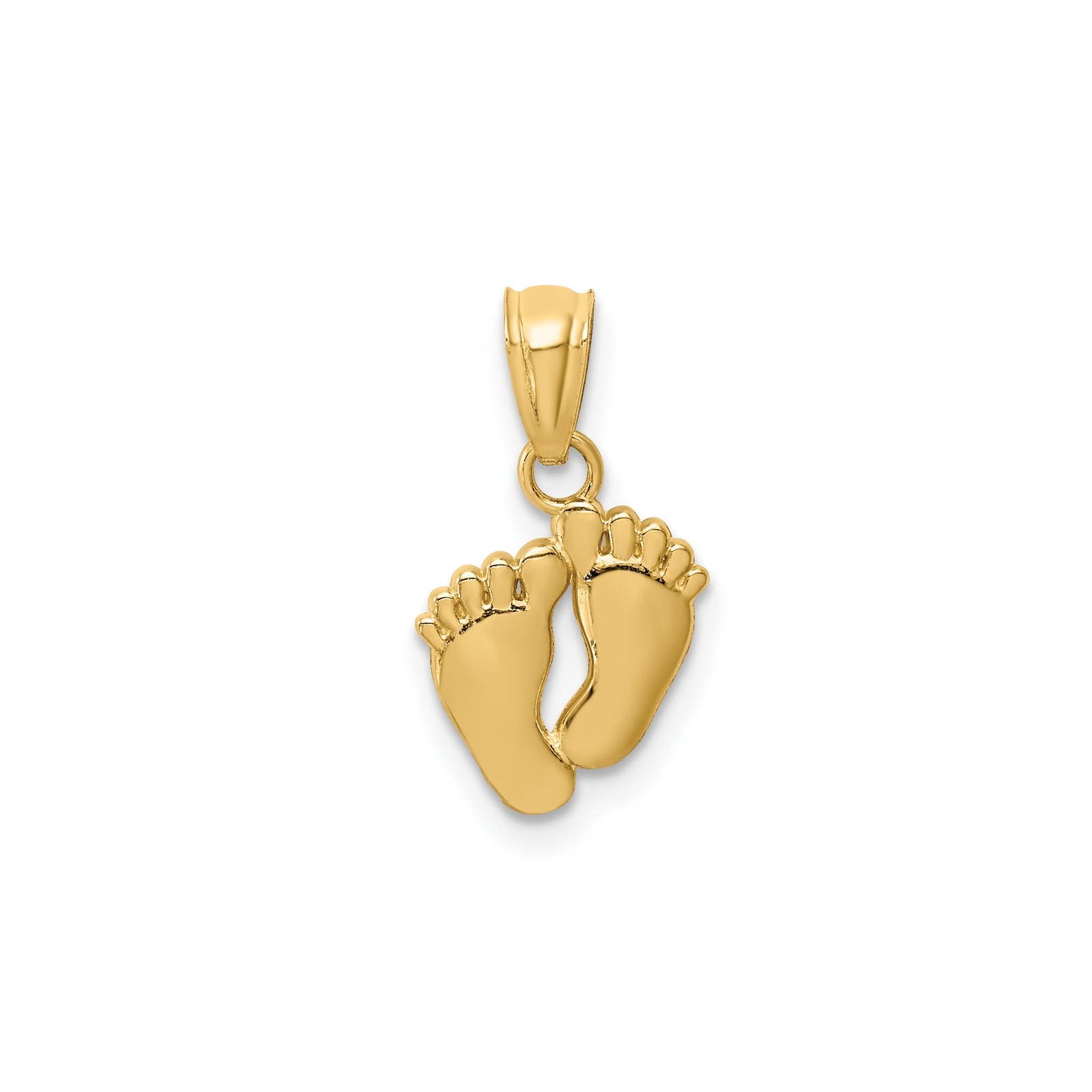 14k Yellow Gold Solid Baby Feet Pendant Charm 17mm Motherhood Keepsake