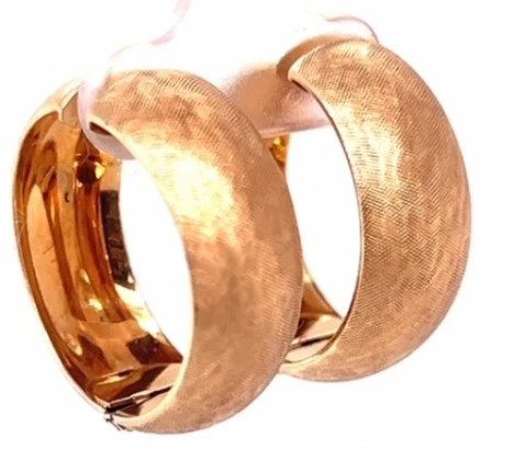 Florentine & Glossy Finish Hinged Tension Hoop Earrings
