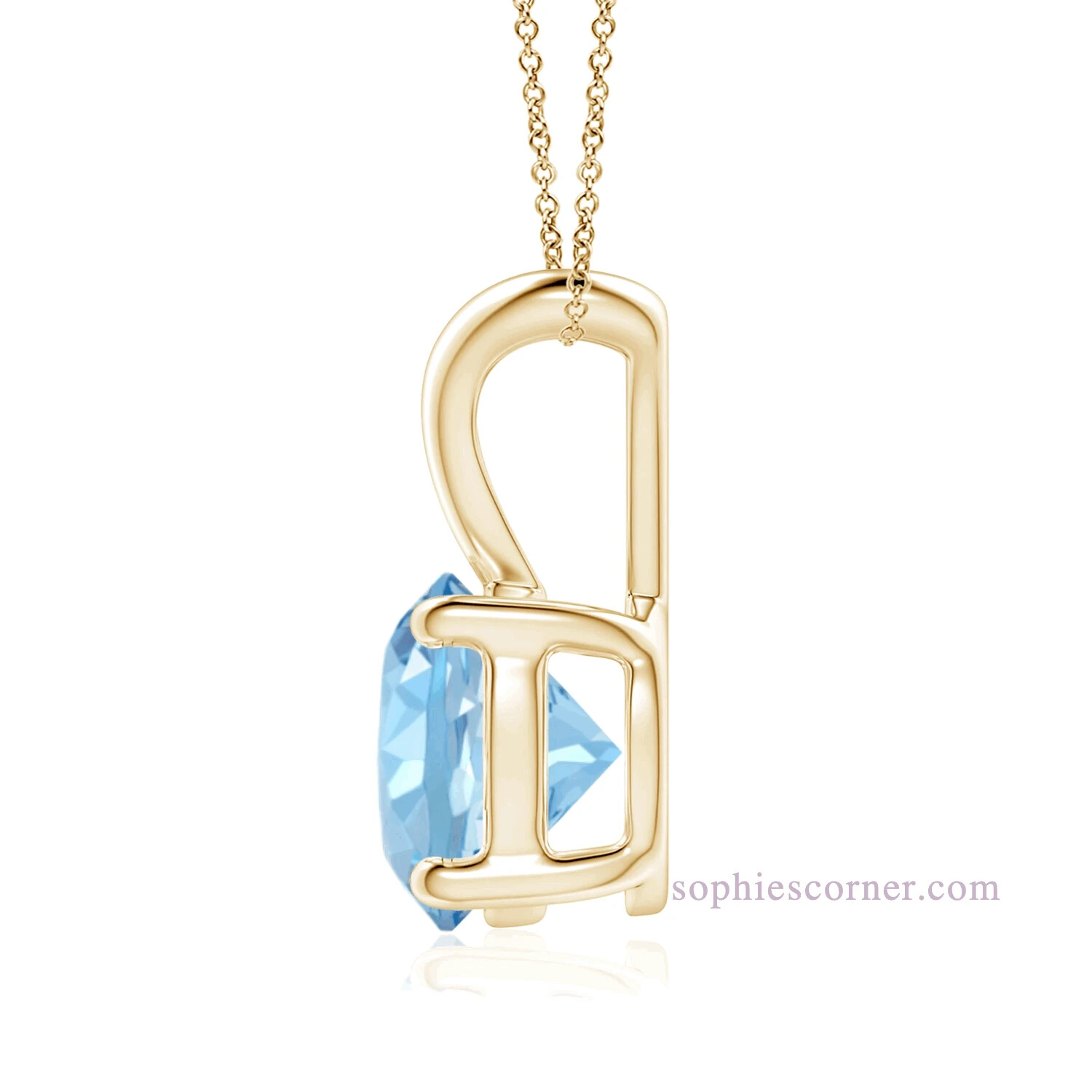 1.25 ct. Genuine Aquamarine Solitaire Pendant Necklace – YGP Sterling Silver