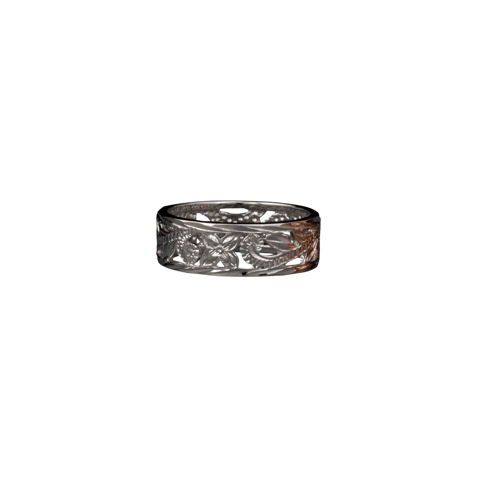 Island Lace Ring 6mm 925 Sliver Engraved Floral Band Jewelry Free Shipping