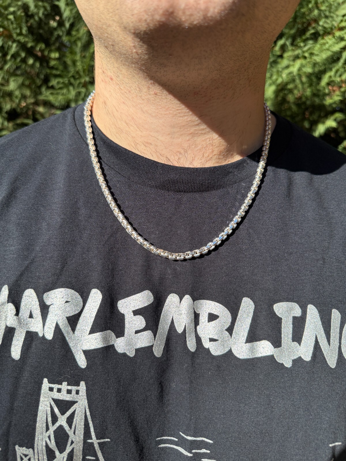 Real 925 Sterling Silver 5mm Men’s Puff Box Rolo Hermes Link Chain Necklace