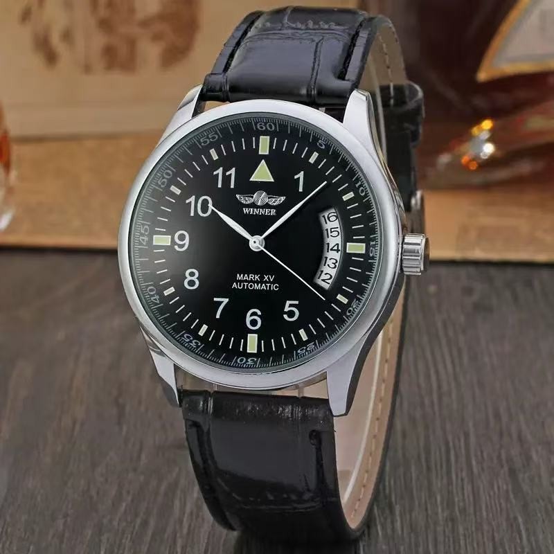 Mens Automatic Mechanical business Watch Alloy Self-winding minimalist Gift