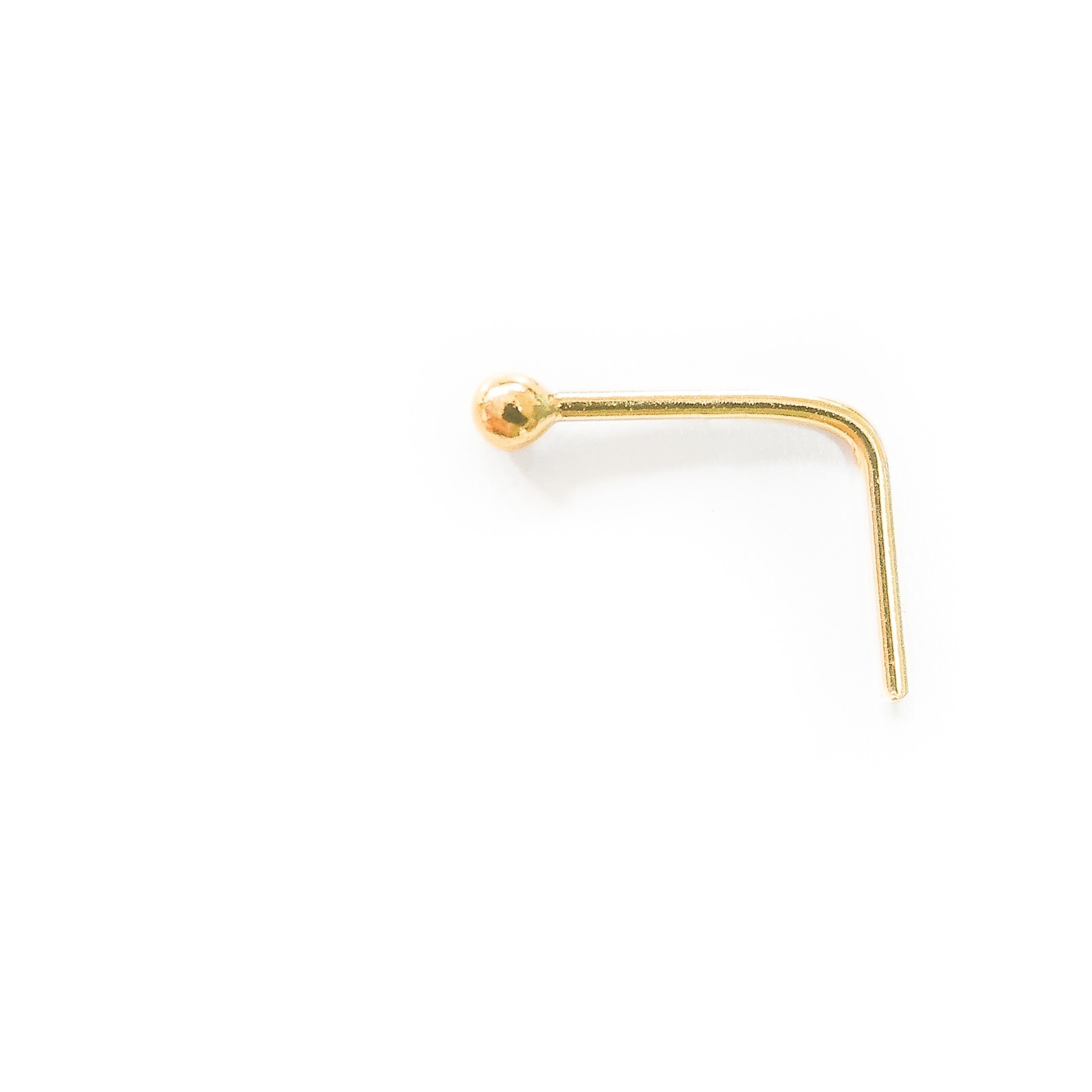 1mm Ball Nose Stud 14k Gold Filled Tiny Nose Piercing 0.6mm Pin 22g L Shaped