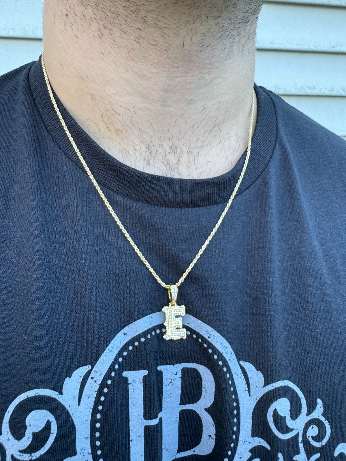Moissanite Gothic Small Initial Letter 925 Silver / Gold Pendant Iced Necklace