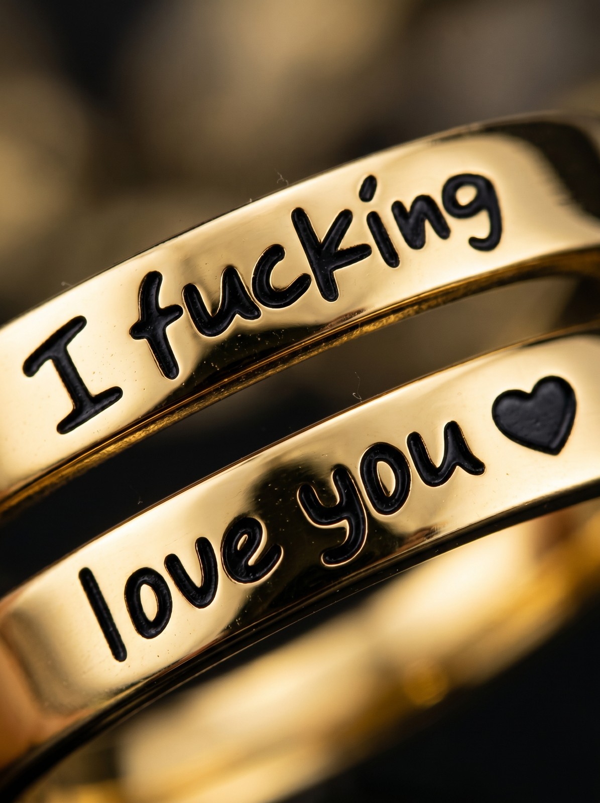 I Fu*king Love You Ring, Gold Statement Love Band, Funny Couple Gift, Adjustable