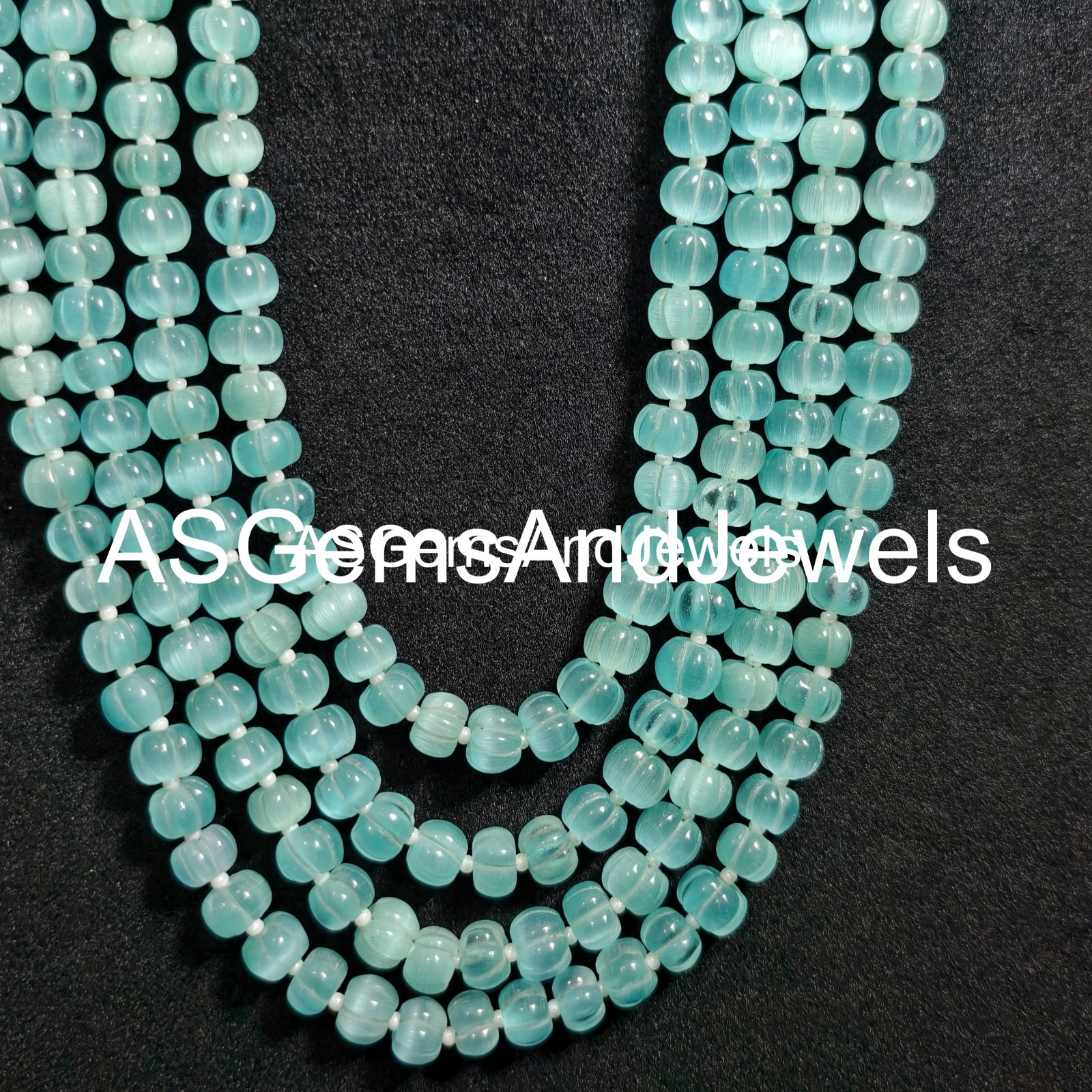Natural Aqua Blue Monalisa Pumpkin Shape Beads Handmade Necklace Size 5-6mm