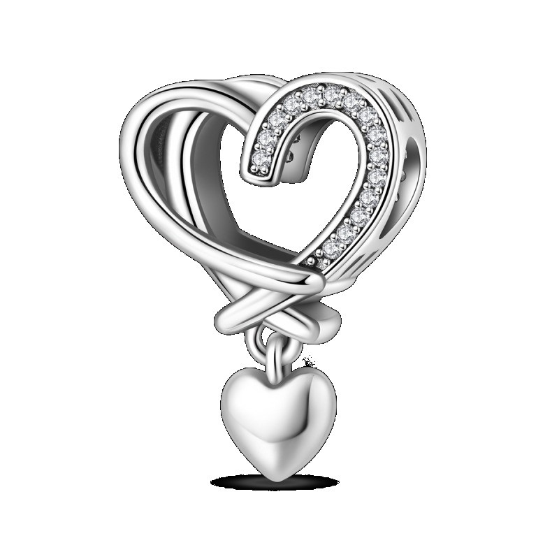 KUNSIR 925 Sterling Silver Heart Charm For Bracelet or Necklace Pendant DIY Gift