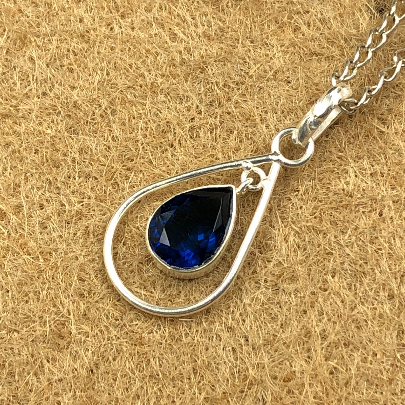 London Blue Topaz Gemstone Jewelry Sterling Silver Birthday Gift Pendant 1.6″