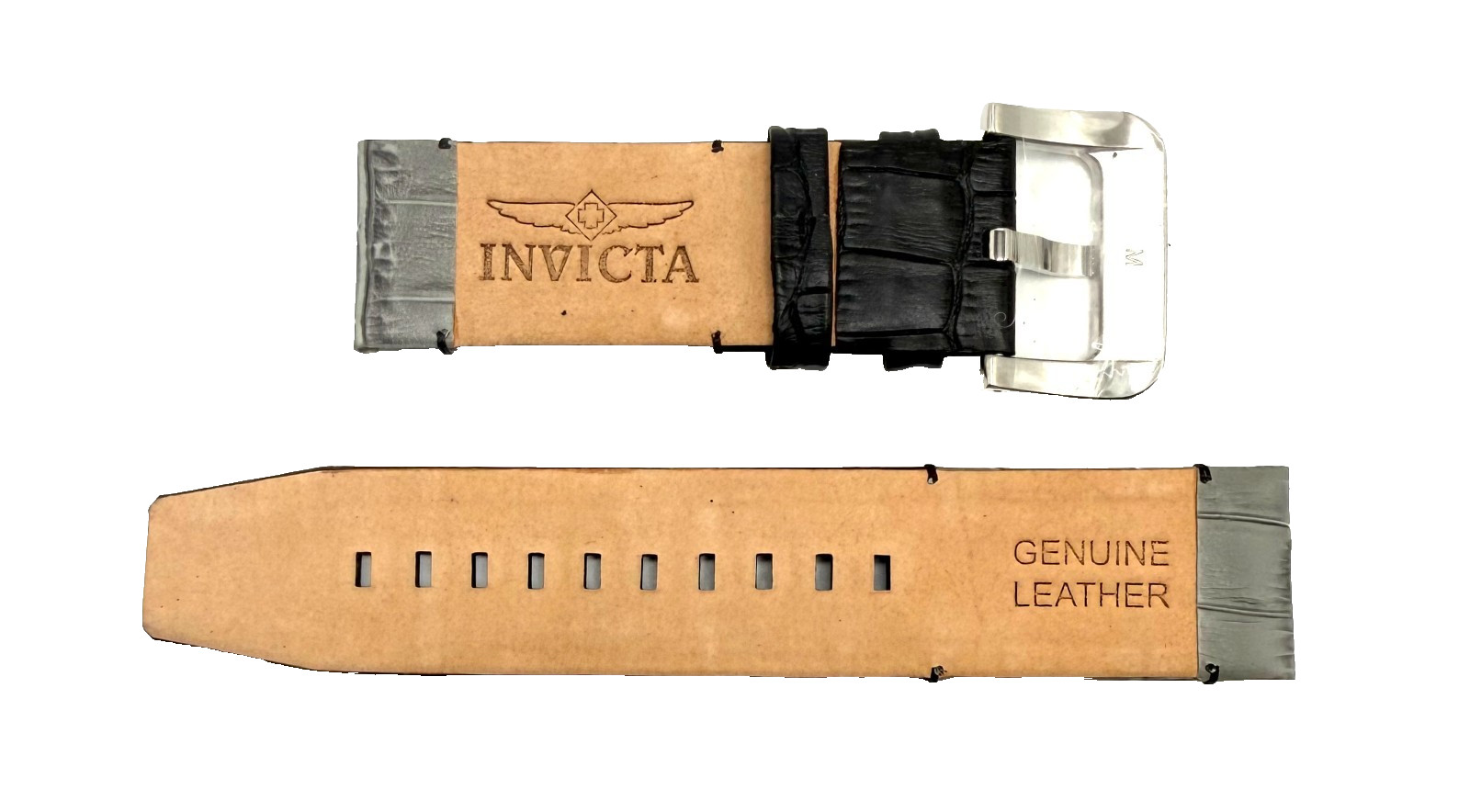 Authentic Invicta Russian Diver 19341 Black /Grey Leather 26mm Watch Band