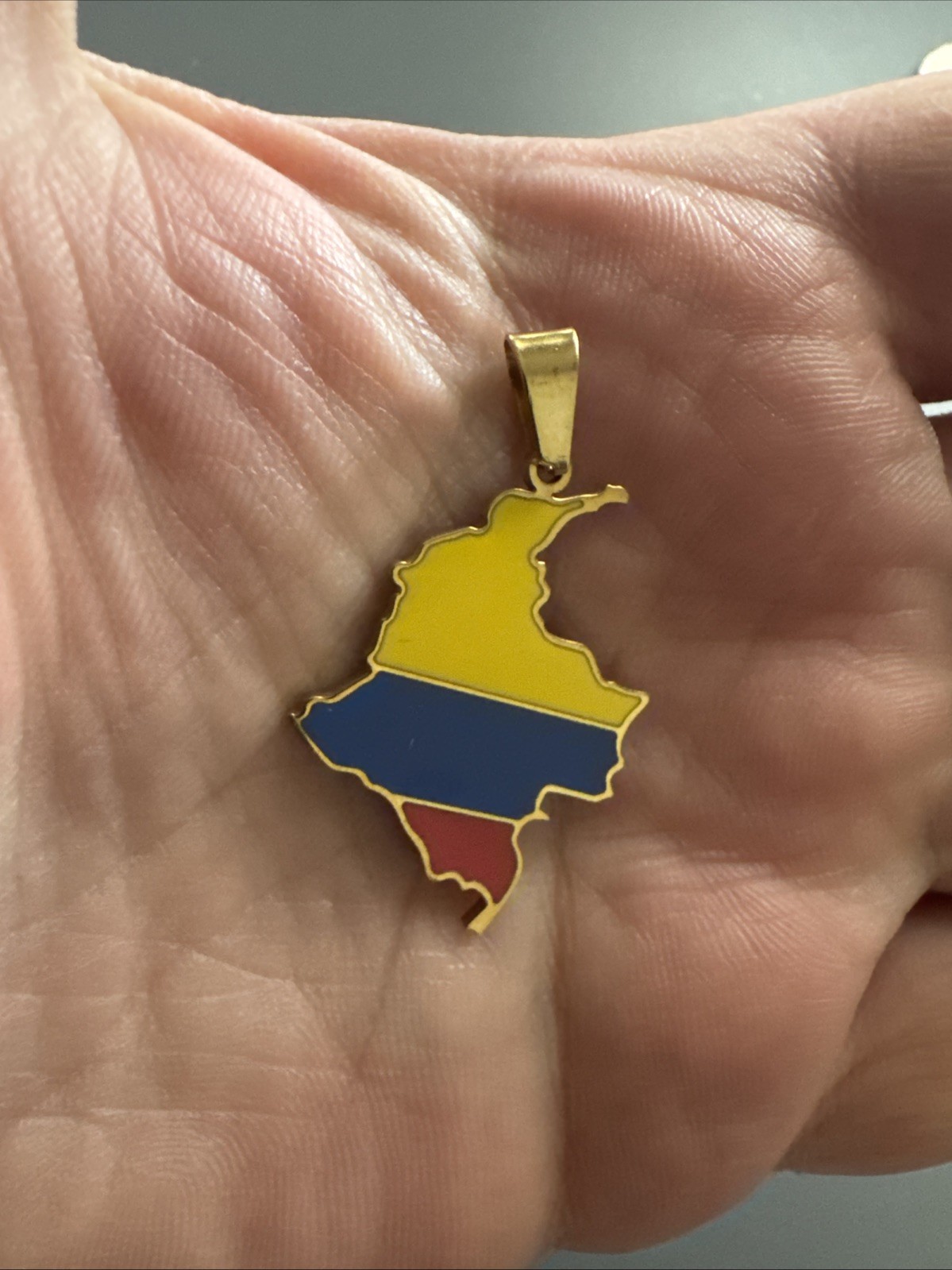 Map Flag Colombia Pendant Stainless Steel Silver Tone 18” Chain Gold Tone