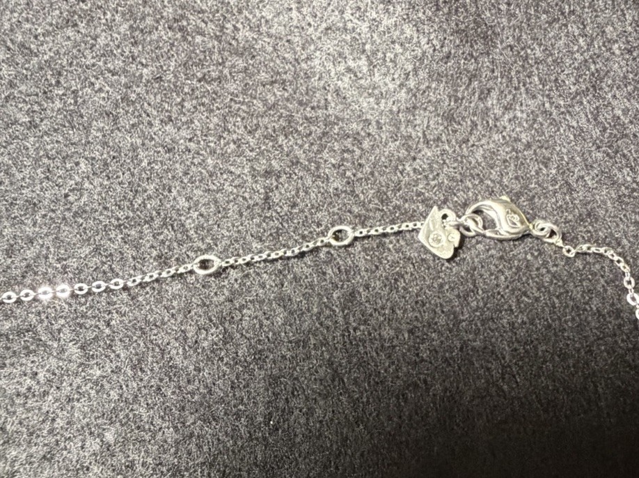 Authentic Swarovski Blue Teardrop Crystal Pendant Necklace Silvertone Adjustable