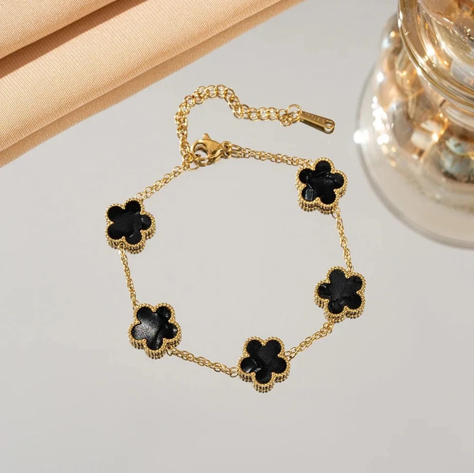 1 pc Adjustable Five Flower Stainless Steel Bracelet for Women