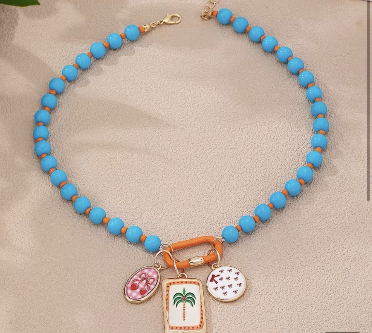 Handmade Resin Beaded Necklace Tropical Charms, Beach, Gift For Her