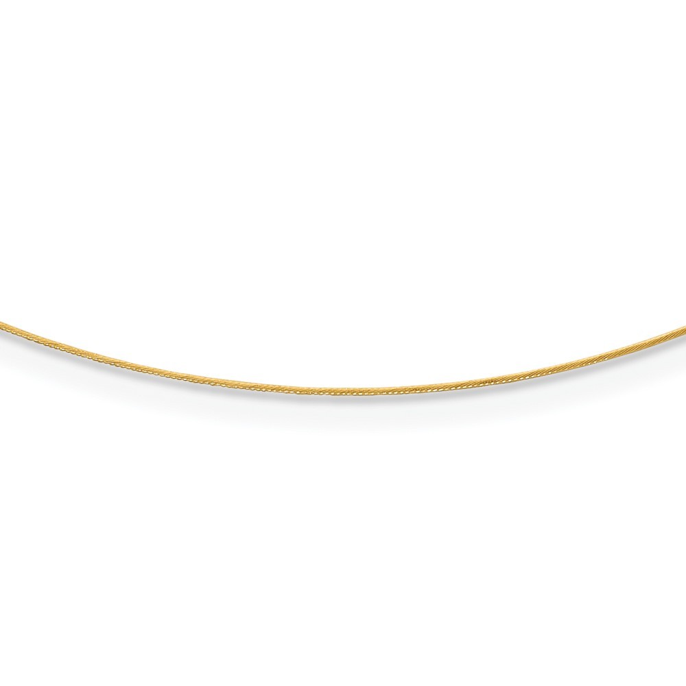 14K Solid Yellow Gold 0.5mm Dainty Collar Wire Choker Omega Chain Necklace