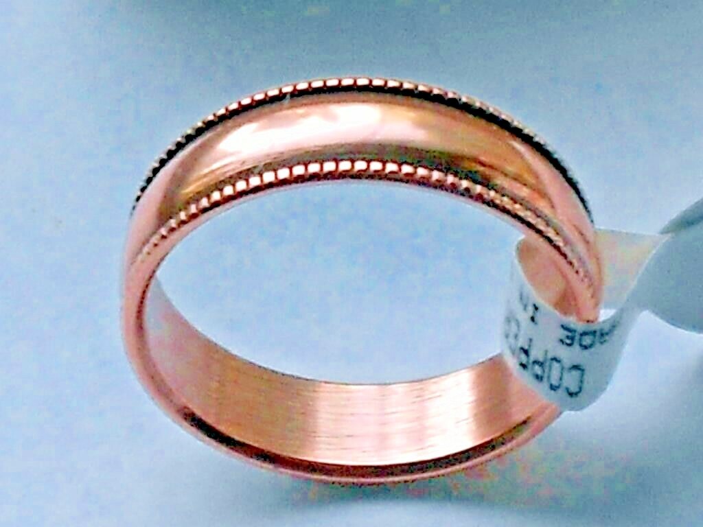 NEW Solid Copper Fluted edge Band Ring sizes 6 thru 13 Pain Relief Folk Lore
