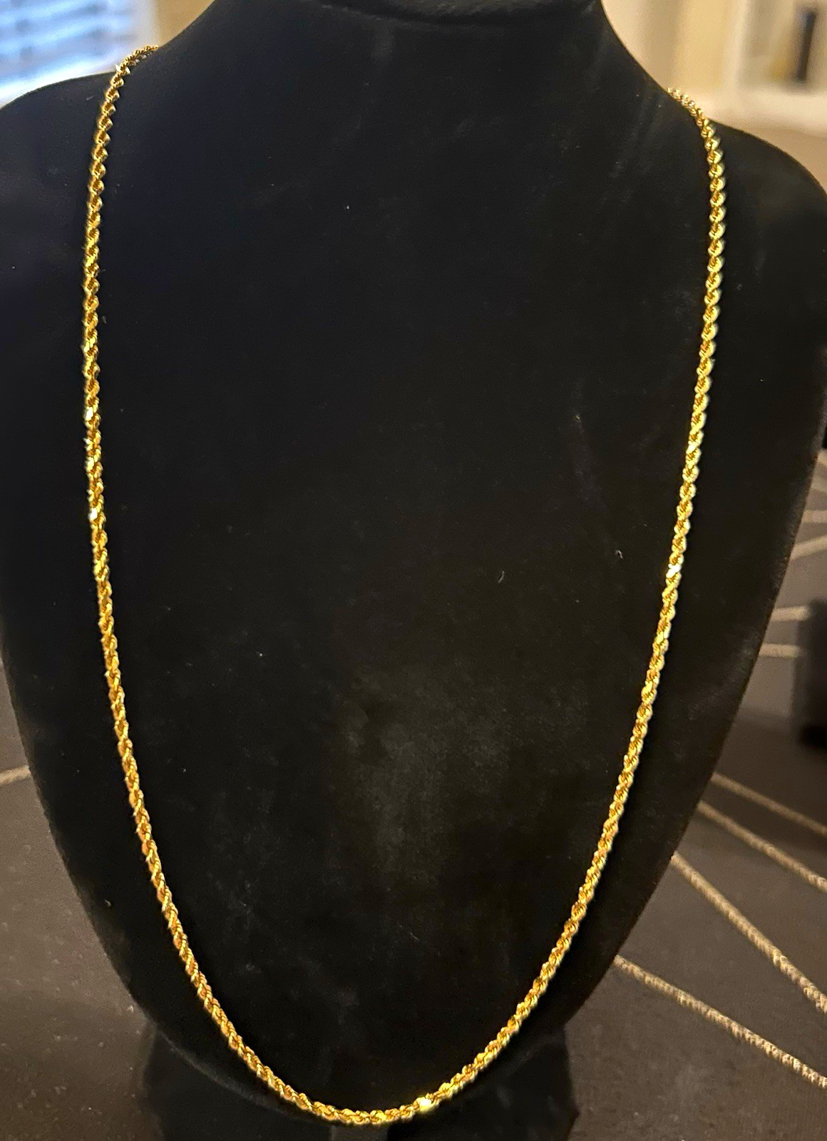 14k Yellow Gold Rope Chain Necklace Box Clasp safety catch 6.67g 19inches