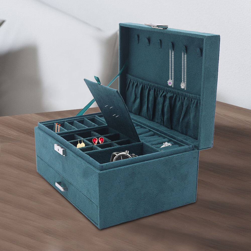 3 Layers Jewelry Box Organizer Large Capacity Ring Earring Necklace Storage New