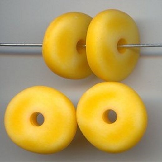 12 VINTAGE MATTE YELLOW WASHED ACRYLIC 20x6mm. NUGGET DISC SPACER BEADS 5700