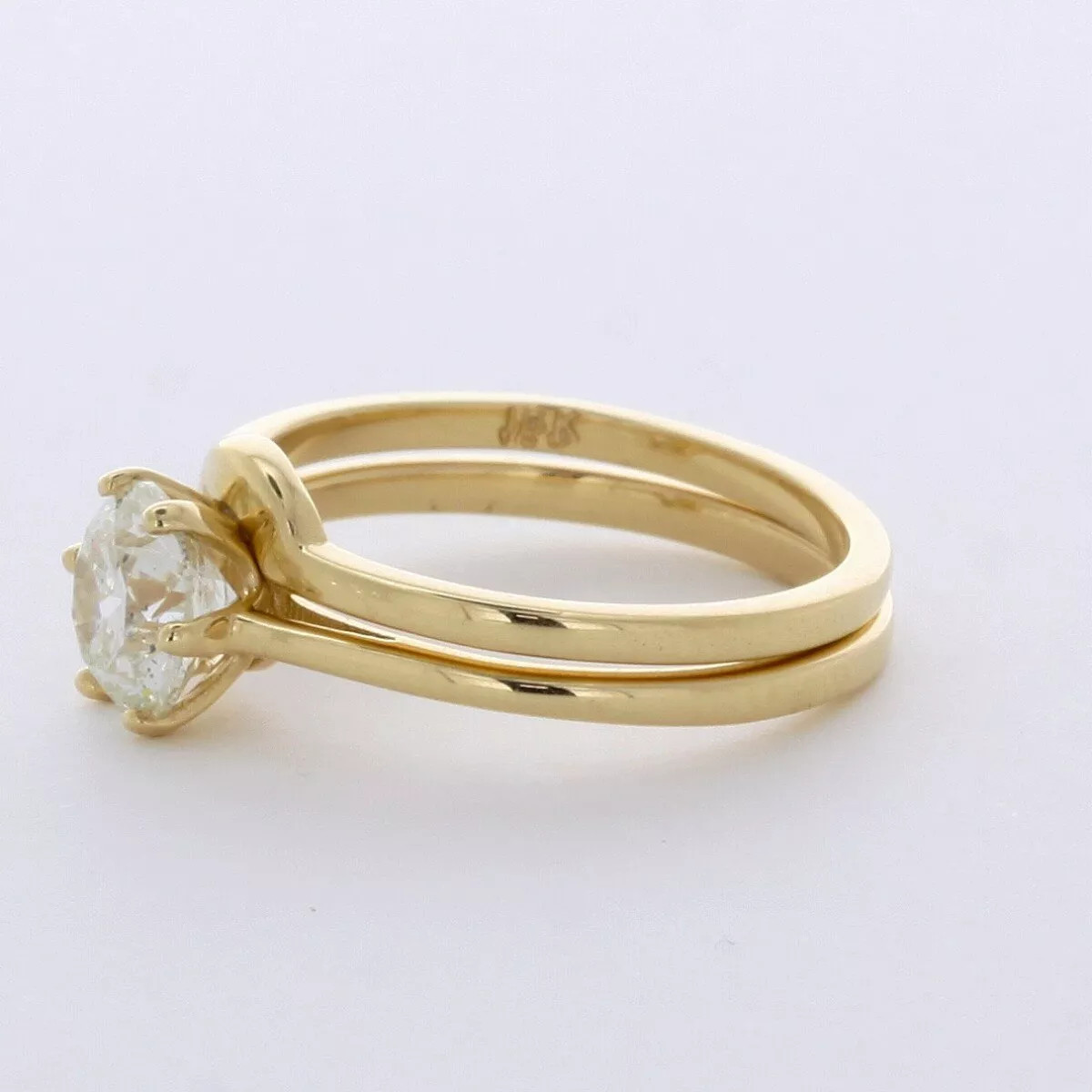 18K Gold Solitaire Engagement Ring Set 1.35 Carat Round Lab-Grown Diamond H VS2