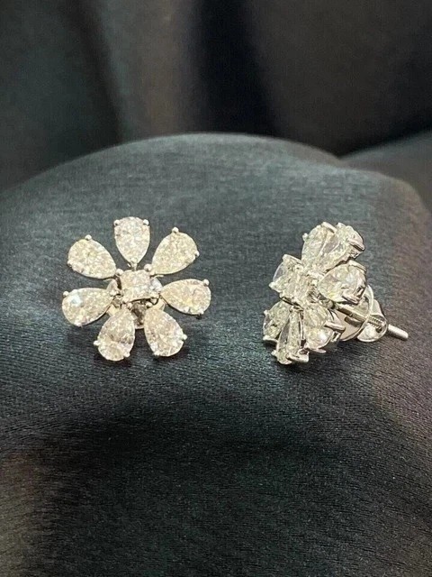 Lab Grown 2.50CT Diamond Wedding Stud Earrings in 14K White Gold Push Back
