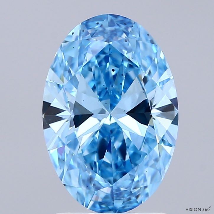 Lab Grown 2.02 Ct Fancy Vivid Blue Color VS2 OVAL Cut IGI Certified CVD Diamond