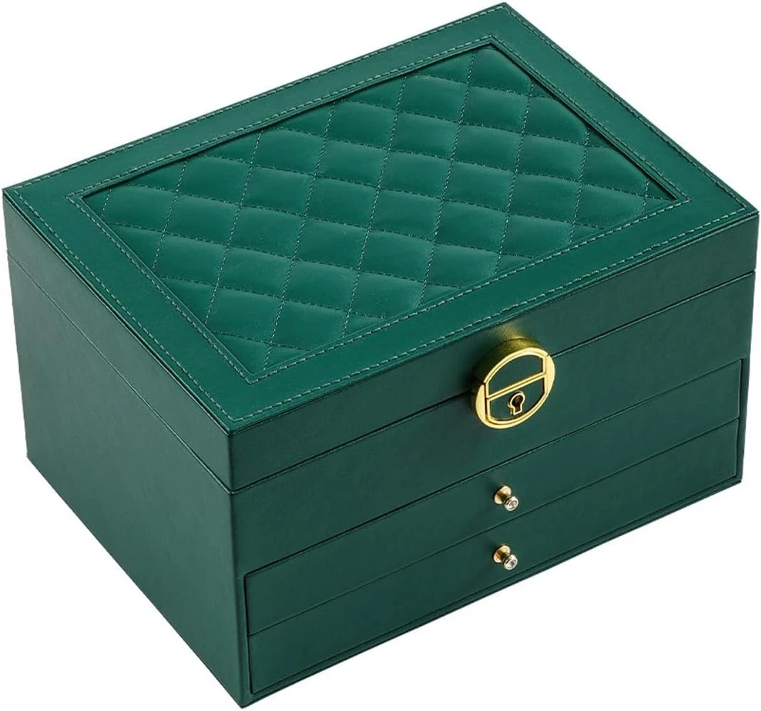 3 Layer Jewelry Box Organizer.Large Capacity Ring Earring Necklace Storage Case